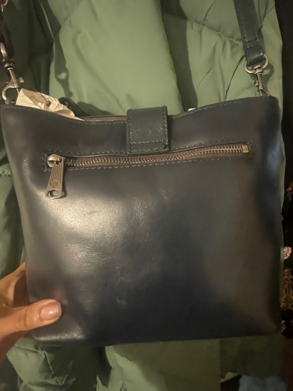 Patricia Nash Navy Leather Buckle Shoulder Bag - Picture 3 of 4